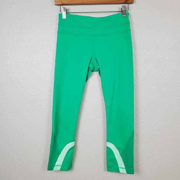 lululemon athletica Pants - Lululemon Run Inspire Crop Leggings Size 4 Womens Green Yoga Gym Workout 22"